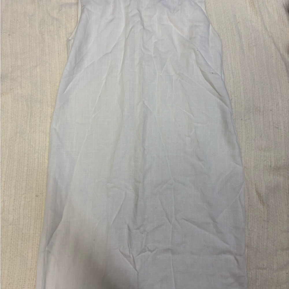 Vintage Linen White Sleeveless Dress